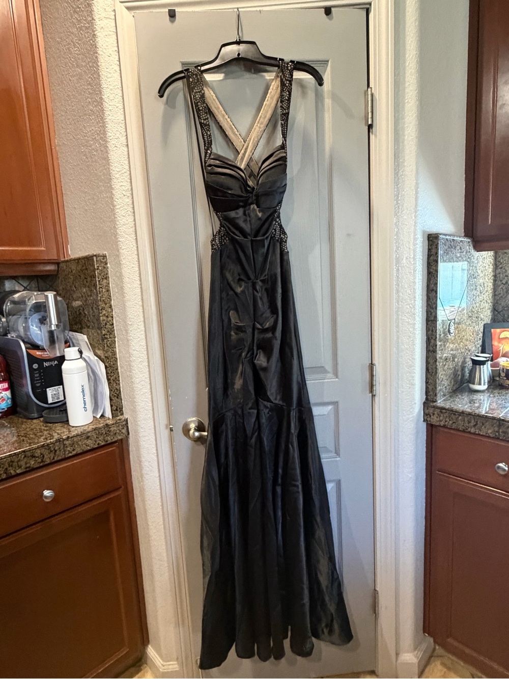 Blondie Nites Stacy Sklar Black Lace Cutout Formal Prom Gown Size 3 Y2K